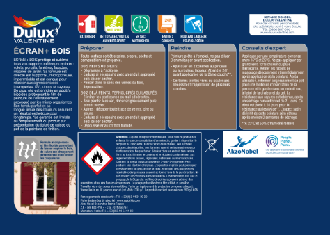 Peinture extérieure bois Ecran + DULUX VALENTINE Terre Cuite satiné 2l