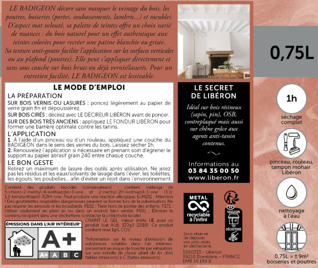 Le badigeon LIBÉRON bois brut mat 0.75 l