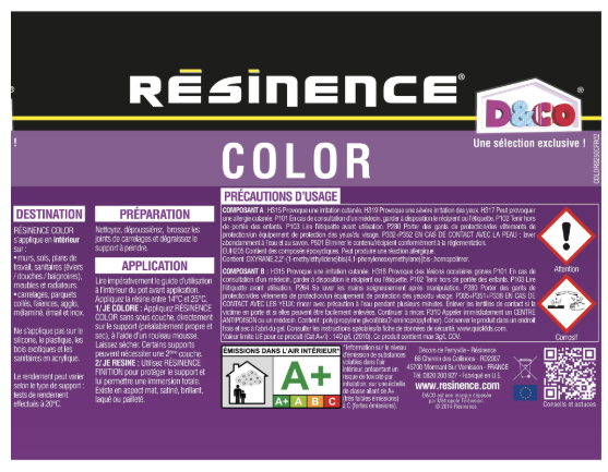 Résine colorée évier color RESINENCE, blanc cendré satiné, 0.25 l