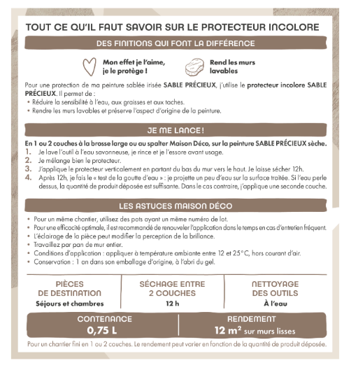 Protecteur Sable precieux, MAISON DECO, protecteur incolore satiné, 0.75 l