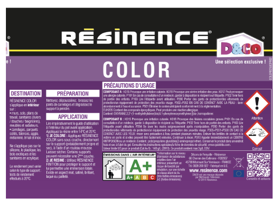 Résine colorée évier color RESINENCE, ivoirine satiné, 0.5L