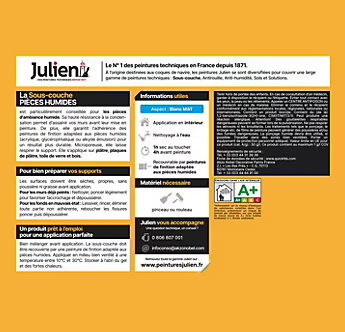 Sous-couche Pièces Humides Cuisine & Salle de Bain Julien Mat Blanc 2,5L