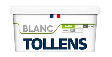 Peinture Tollens murs et plafonds satin blanc 5L