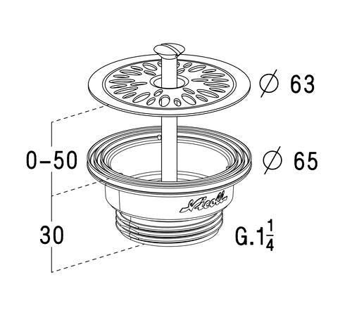 BONDE A GRILLE CUVE RECT DIAM 63