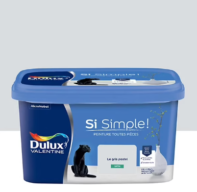 Peinture intérieure couleur Si Simple ! Dulux Valentine satin le gris pastel 2.5L