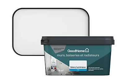 Peinture murs, plafonds et radiateurs GoodHome blanc lumineux mat 2,5L