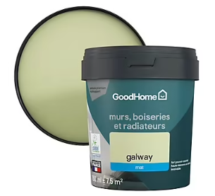Peinture résistante murs, boiseries et métal GoodHome vert Galway mat 0,75L