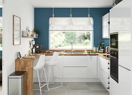 Peinture cuisine et salle de bains GoodHome bleu Antibes satin 750ml