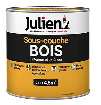 Sous-couche tous types de Bois intérieur et extérieur Julien Mat Blanc 0,5L