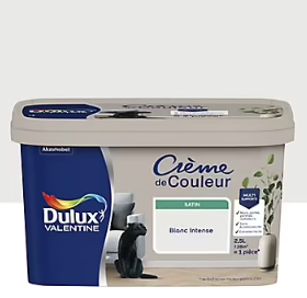 Peinture Crème De Couleur Dulux Valentine satin blanc intense 2,5L