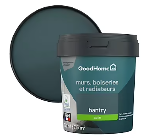 Peinture intérieure couleur murs, boiseries et radiateurs GoodHome satin bantry vert 750ml