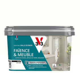 Peinture de rénovation faïence et meuble de salle de bain V33 beige lin clair satin 2L
