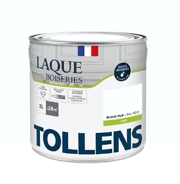 Laque boiseries et métal Tollens RAL 9010 blanc pur satin 2L