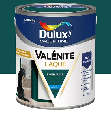 Laque Valénite Dulux Valentine Acrylique mat velouté vert emeraude 2L