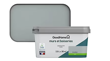 Peinture intérieure couleur Murs et boiseries GoodHome Brooklyn gris satin 2,5L