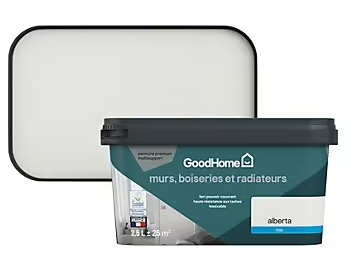 Peinture intérieure couleur murs, boiseries et radiateurs GoodHome Alberta mat blanc 2,5L