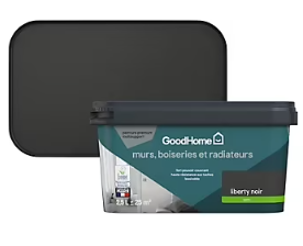 Peinture intérieure couleur murs, boiseries et radiateurs GoodHome satin liberty noir 2.5L