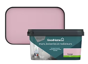 Peinture intérieure couleur murs, boiseries et radiateurs GoodHome Hyogo satin rose 2,5L