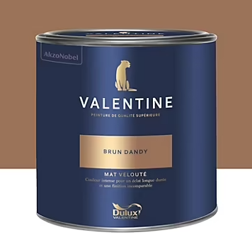 Peinture Valentine murs et boiseries Dulux Valentine marron brun dandy velouté mat 2L