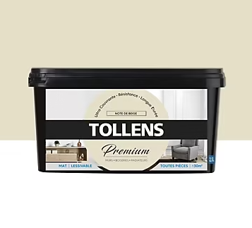 Peinture Tollens premium murs, boiseries et radiateurs note de beige mat 2,5L