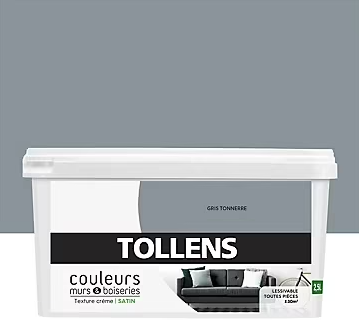 Peinture murs et boiseries Tollens gris tonnerre satin 2,5L