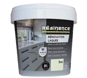 Résine multisupports Résinence Rénovation Laquée brillant colorée blanc dune 500ml