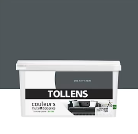 Peinture murs et boiseries Tollens gris anthracite satin 2,5L
