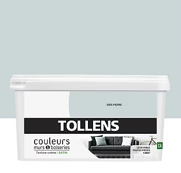 Peinture murs et boiseries Tollens gris pierre satin 2,5L
