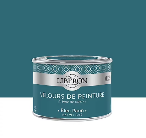 Testeur peinture murs, plafonds et boiseries Velours peinture bleu paon Libéron 125 ml