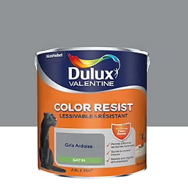 Peinture murs et boiseries Color Resist Dulux Valentine satin gris ardoise 2,5L