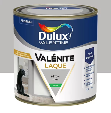 Laque acrylique Valénite Dulux Valentine gris béton satin 500ml