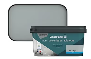 Peinture intérieure couleur murs, boiseries et radiateurs GoodHome mat brooklyn gris 2.5L