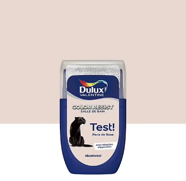 Testeur de peinture Color Resist salle de bains Dulux Valentine satin perle de rose 30ml
