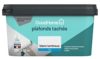 Peinture plafonds tachés GoodHome blanc lumineux mat 2,5L