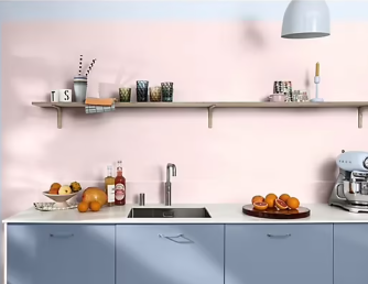 Peinture haute résistance Crème de couleur cuisine et bain Dulux Valentine bouton de rose satin 2L
