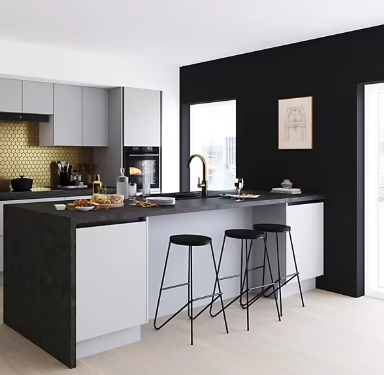 Peinture cuisine et salle de bains GoodHome noir Liberty satin 750ml
