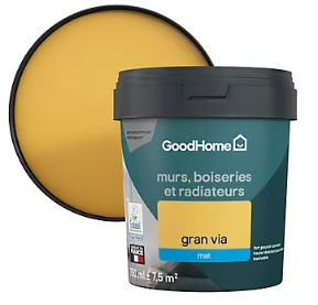 Peinture résistante murs, boiseries et métal GoodHome jaune Gran Via mat 0,75L