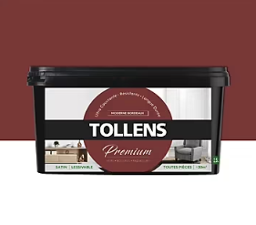 Peinture Tollens premium murs, boiseries et radiateurs moderne bordeaux satin 2,5L