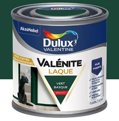 Laque acrylique Valénite Dulux Valentine vert basque brillant 0,125L