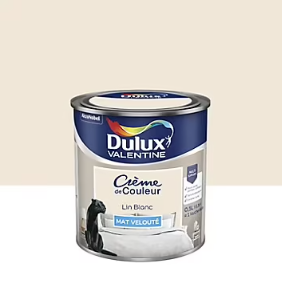 Peinture Crème de Couleur Dulux Valentine mat lin blanc 0,5L