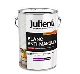 Peinture anti-marques ultra résistant murs et boiseries Julien velours blanc mat 5L