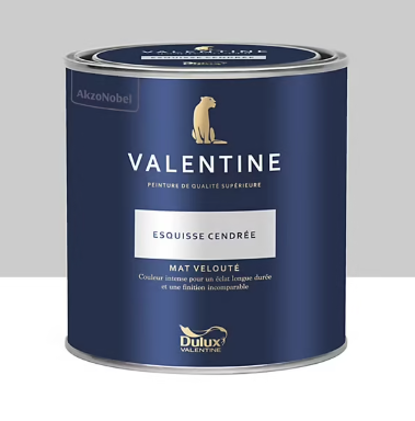 Peinture Valentine murs et boiseries Dulux Valentine gris esquisse cendrée velouté mat 0,5L