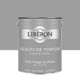 Peinture murs, plafonds et boiseries Velours de peinture gris temps de pluie Libéron 2,5L