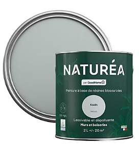 Peinture murs et boiseries Naturéa par GoodHome kaolin velours 2L