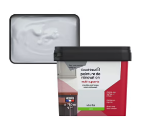 Peinture de rénovation GoodHome multi-supports satin blanc Whistler 750ml