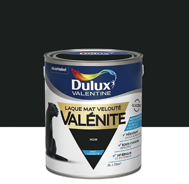 Laque boiseries et métal Valénite Dulux Valentine mat noir 2L