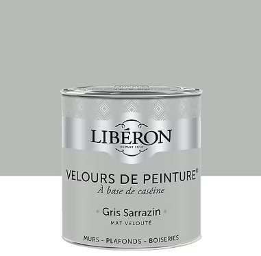 Peinture murs, plafonds et boiseries Velours de peinture gris sarrazin Libéron 0,5L