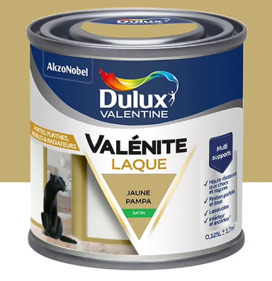 Laque acrylique Valénite Dulux Valentine jaune pampa satin 0,125L
