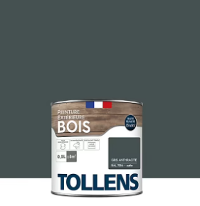 Peinture extérieure bois Tollens satin gris anthracite 500ml
