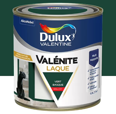 Laque Valénite Dulux Valentine Acrylique brillant vert basque 500ml